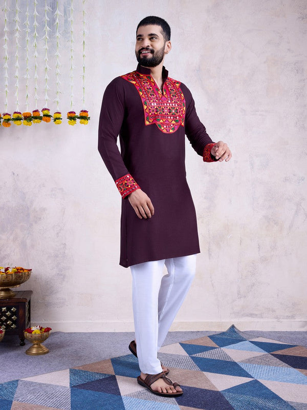 Impressive Voilet Color Rayon Fabric Mens Kurta