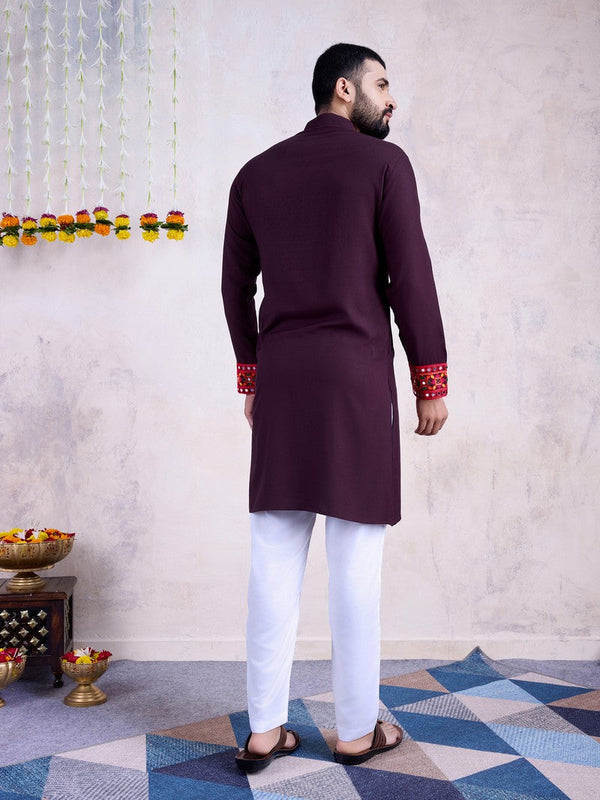 Impressive Voilet Color Rayon Fabric Mens Kurta