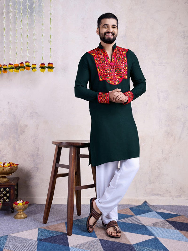 Impressive Green Color Rayon Fabric Mens Kurta