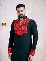 Impressive Green Color Rayon Fabric Mens Kurta