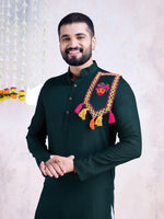 Beautiful Green Color Rayon Fabric Mens Kurta