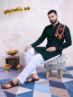 Beautiful Green Color Rayon Fabric Mens Kurta