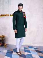 Beautiful Green Color Rayon Fabric Mens Kurta