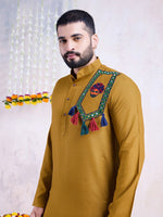 Beautiful Mustard Color Rayon Fabric Mens Kurta