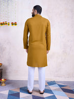 Beautiful Mustard Color Rayon Fabric Mens Kurta