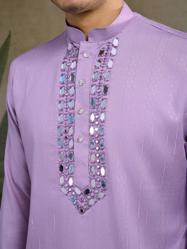 Dazzling Purple Color Viscose Fabric Mens Kurta With Dupatta