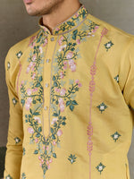 Amazing Yellow Color Viscose Fabric Mens Kurta
