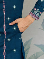 Amazing Teal Color Viscose Fabric Mens Kurta