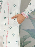 Amazing White Color Viscose Fabric Mens Kurta