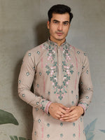Amazing Beige Color Viscose Fabric Mens Kurta