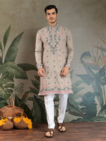 Amazing Beige Color Viscose Fabric Mens Kurta