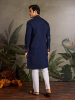 Amazing Navy Blue Color Viscose Fabric Mens Kurta