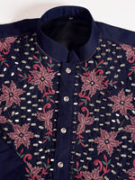 Amazing Navy Blue Color Viscose Fabric Mens Kurta