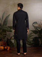 Amazing Black Color Viscose Fabric Mens Kurta