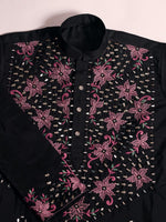 Amazing Black Color Viscose Fabric Mens Kurta