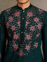 Amazing Green Color Viscose Fabric Mens Kurta
