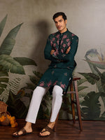 Amazing Green Color Viscose Fabric Mens Kurta
