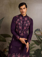 Amazing Voilet Color Viscose Fabric Mens Kurta