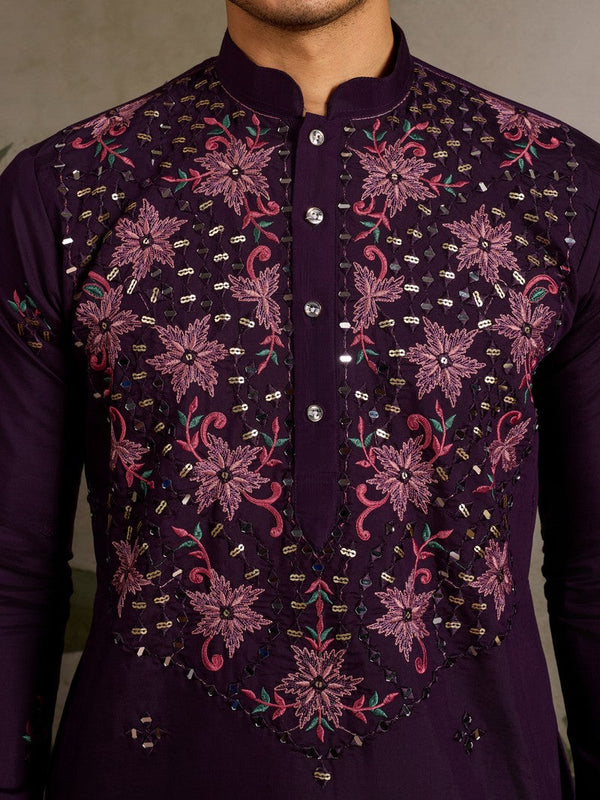 Amazing Voilet Color Viscose Fabric Mens Kurta