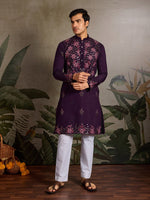 Amazing Voilet Color Viscose Fabric Mens Kurta
