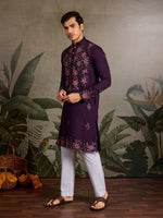 Amazing Voilet Color Viscose Fabric Mens Kurta