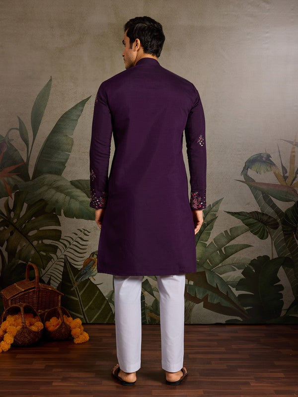 Amazing Voilet Color Viscose Fabric Mens Kurta