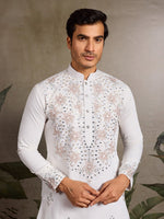 Amazing White Color Viscose Fabric Mens Kurta
