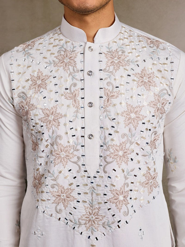 Amazing White Color Viscose Fabric Mens Kurta