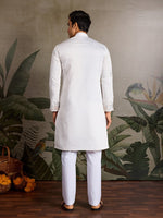 Amazing White Color Viscose Fabric Mens Kurta