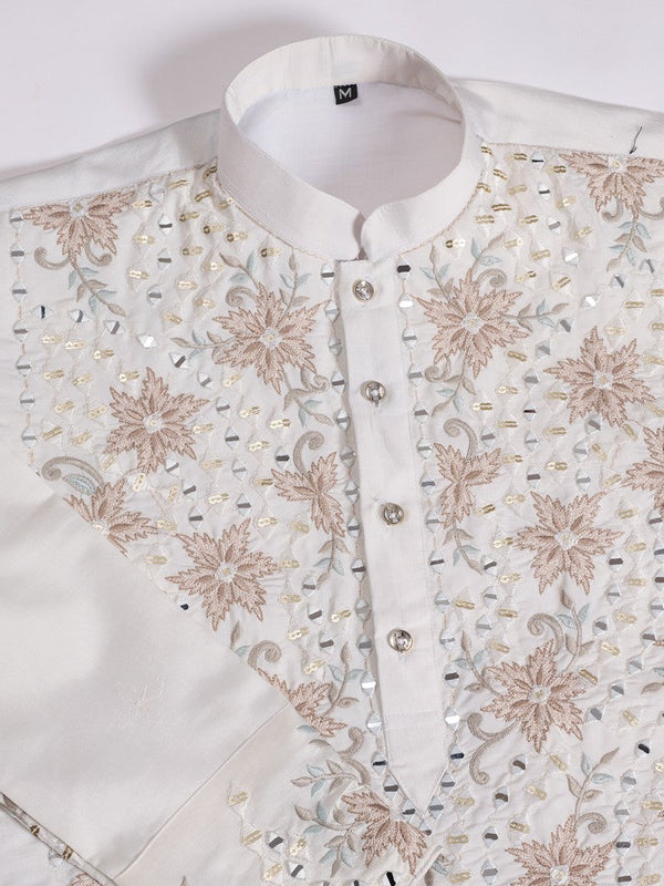 Amazing White Color Viscose Fabric Mens Kurta