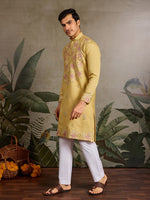Amazing Yellow Color Viscose Fabric Mens Kurta