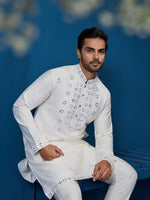 Amazing White Color Viscose Fabric Kurta Pajama