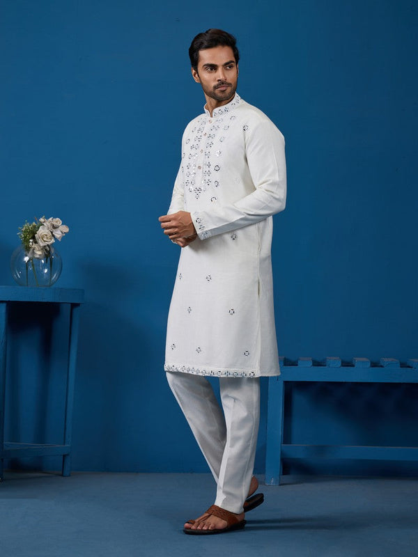 Amazing White Color Viscose Fabric Kurta Pajama