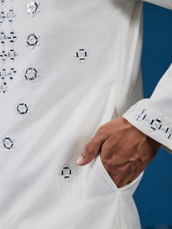 Amazing White Color Viscose Fabric Kurta Pajama
