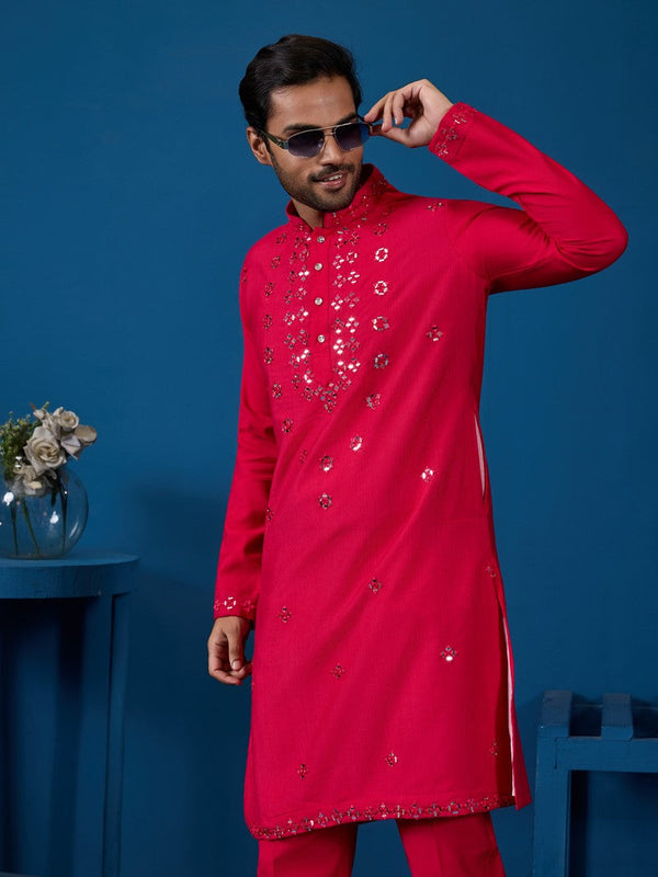 Amazing Pink Color Viscose Fabric Kurta Pajama