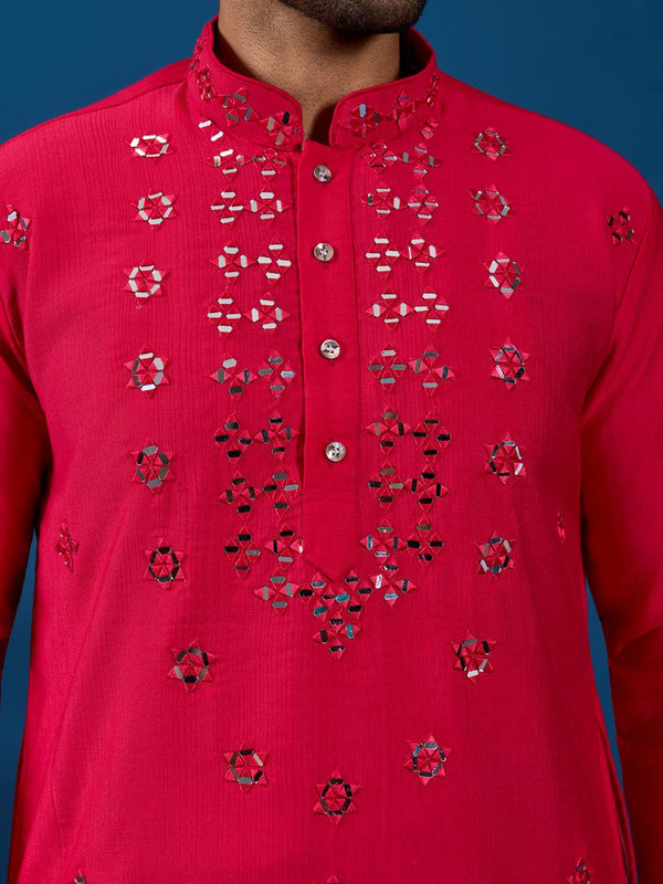 Amazing Pink Color Viscose Fabric Kurta Pajama