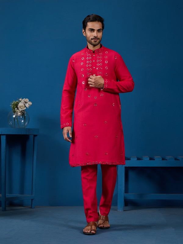 Amazing Pink Color Viscose Fabric Kurta Pajama