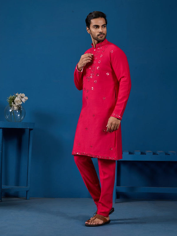 Amazing Pink Color Viscose Fabric Kurta Pajama