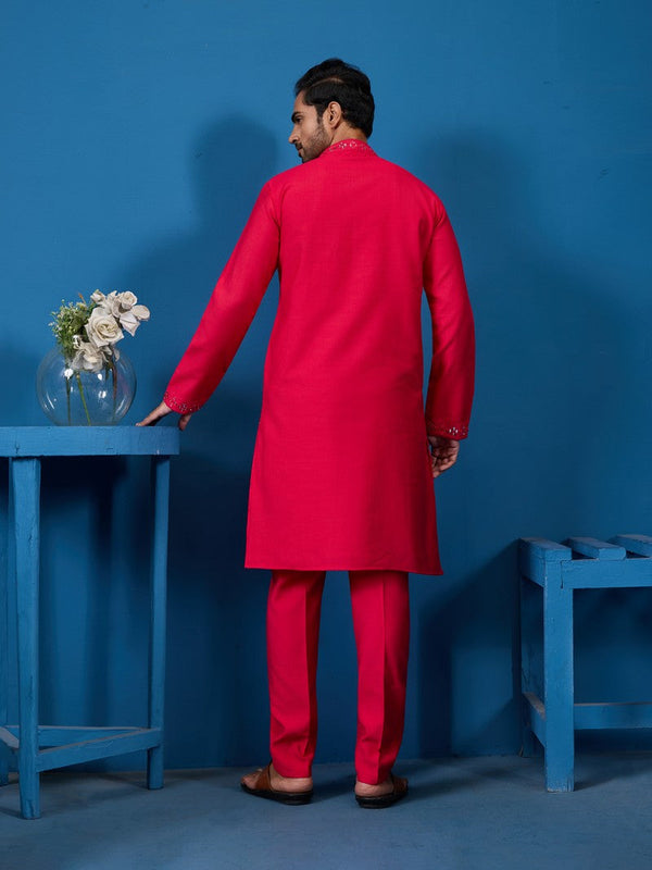 Amazing Pink Color Viscose Fabric Kurta Pajama