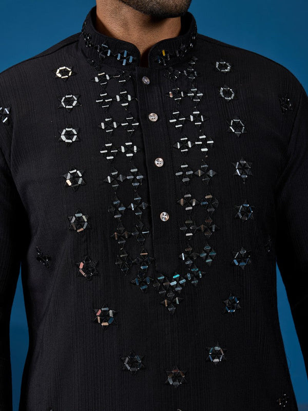 Amazing Black Color Viscose Fabric Kurta Pajama