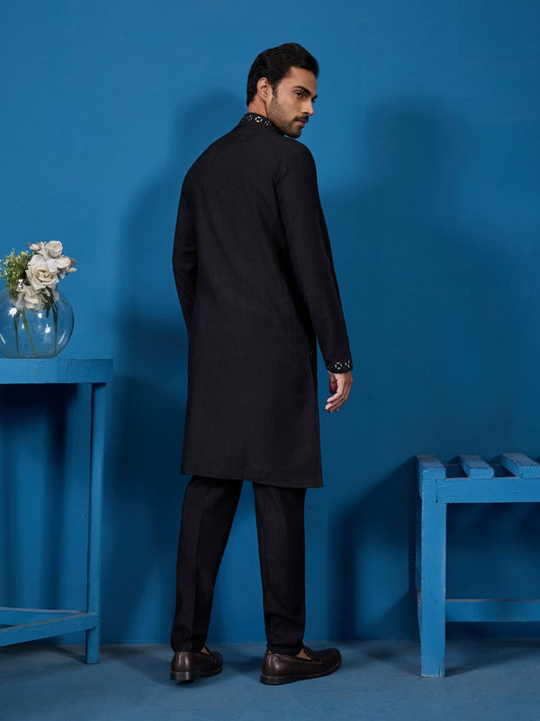 Amazing Black Color Viscose Fabric Kurta Pajama