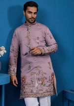Grand Pink Color Viscose Fabric Mens Kurta