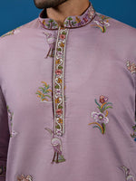 Grand Pink Color Viscose Fabric Mens Kurta