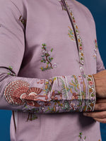 Grand Pink Color Viscose Fabric Mens Kurta