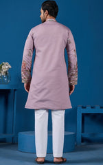 Grand Pink Color Viscose Fabric Mens Kurta