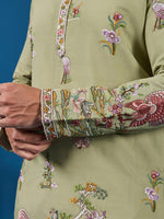 Grand Green Color Viscose Fabric Mens Kurta