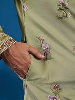 Grand Green Color Viscose Fabric Mens Kurta