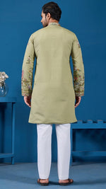 Grand Green Color Viscose Fabric Mens Kurta