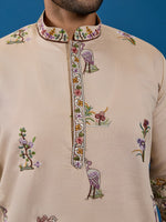 Grand Beige Color Viscose Fabric Mens Kurta