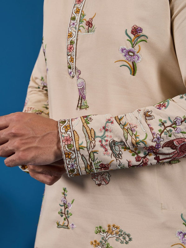 Grand Beige Color Viscose Fabric Mens Kurta